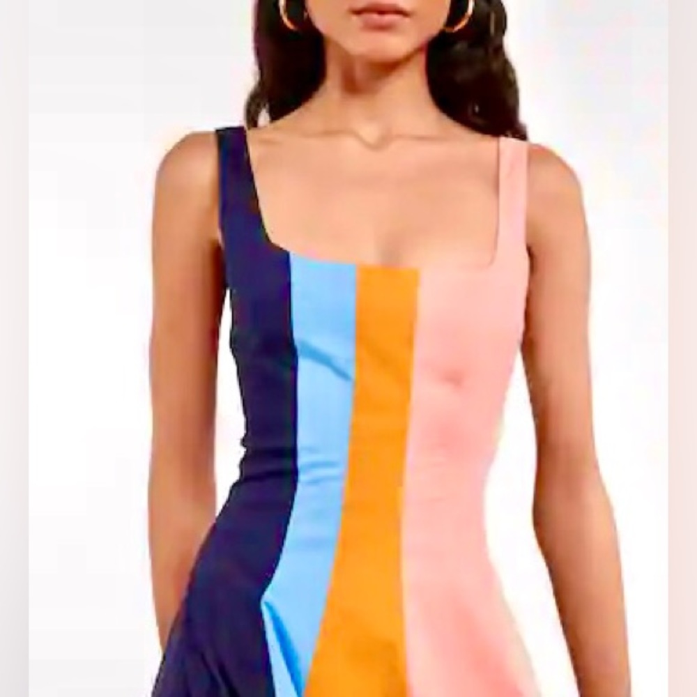 🌺🎉HP🎉🌺 NWT Staud Wells Mini Dress Land And Sea - Picture 4 of 16